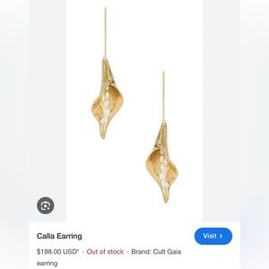 New in box cult gaia gold-toned Calla earrings